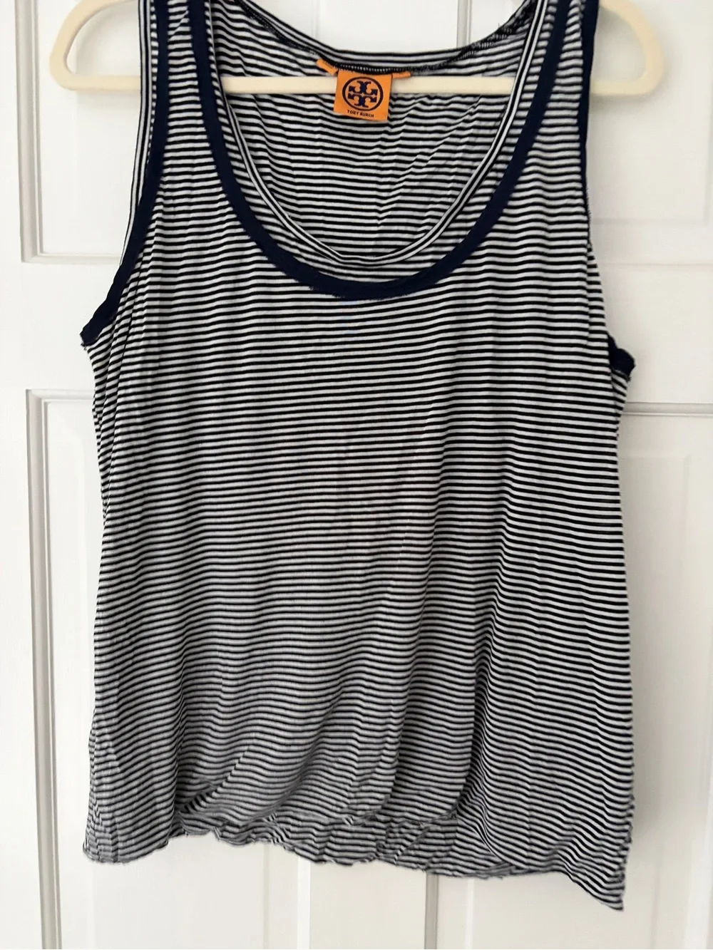 Striped Navy and White Tank Top tory burch xl